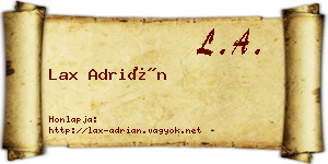 Lax Adrián névjegykártya